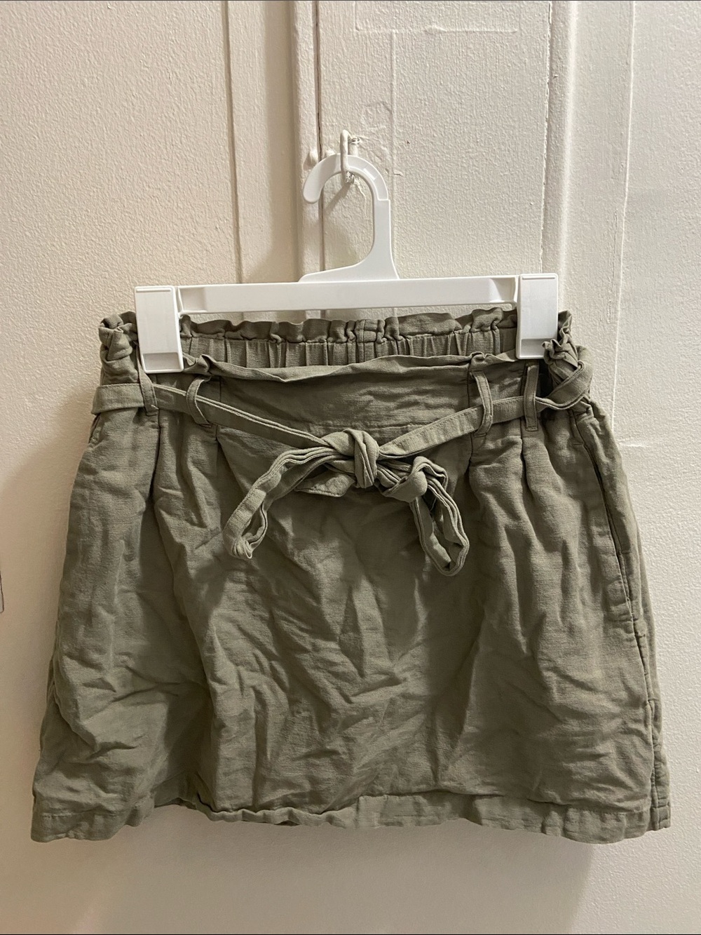 American Eagle Outfitters Olive Mini Skirt with Waist Tie